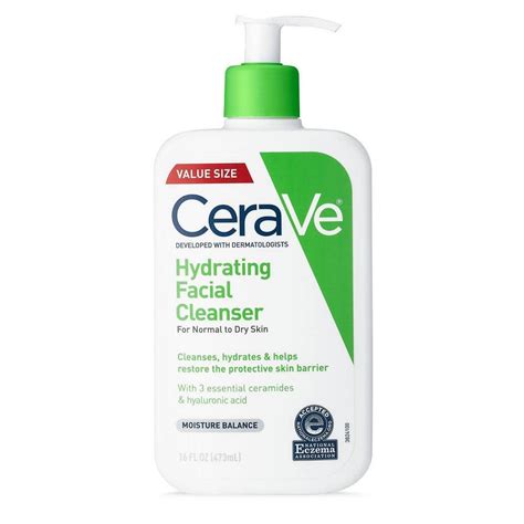 Cerave Hydrating Facial Cleanser For Normal To Dry Skin 16 Fl Oz