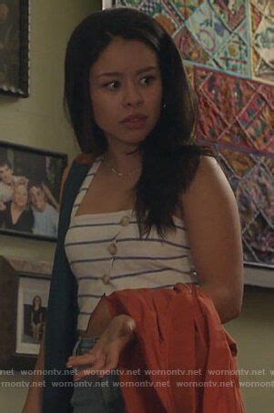Marianas Stripped Button Front Crop Top On The Fosters Cierra Ramirez Fashion The Fosters