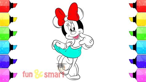 Cara Menggambar Dan Mewarnai Minnie Mouse Youtube