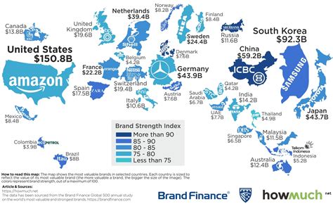 Map The Most Valuable Brand In Each Country In Map Infographic