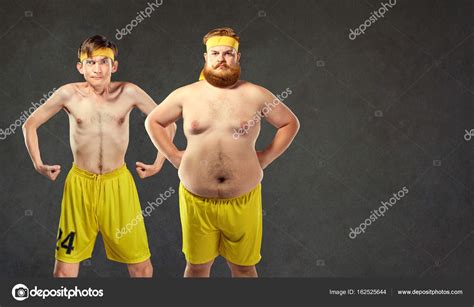 Comical And Funny Fat And Thin Athletes Stock Photo By Lacheev