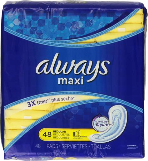 Always Maxi Unscented Pads Without Wings Regular 48 Count