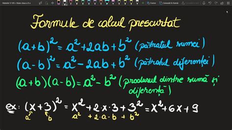 Formule De Calcul Prescurtat Clasa A 8 A Matematica Exercitii Ab La