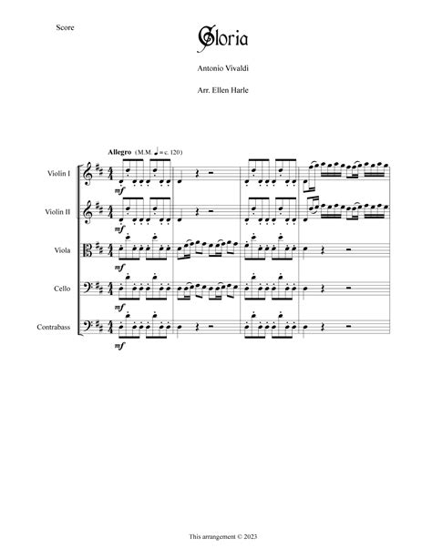 Gloria Sheet Music Antonio Vivaldi Orchestra