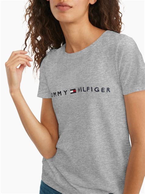 Camiseta Mujer Tommy Hilfiger T Shirt Essential Logo Grey Original