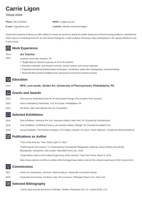 Artist Cv Example And 25 Writing Tips