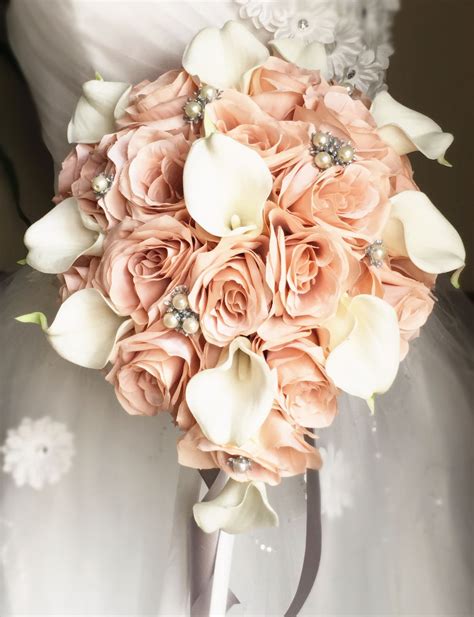 Modern Cascade Bouquet Made With Blush Color From David S Bridal Roses
