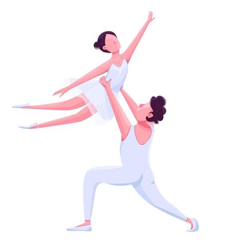 Bailarines De Ballet Pareja Actuación Color Plano Vector Personaje Sin