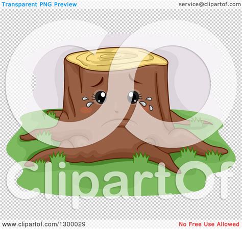 Clipart Of A Cartoon Sad Crying Tree Stump Royalty Free Vector