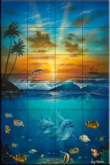 Tile Mural Heavenly Light By Jeff Wilkie Tropical Tile Murals By