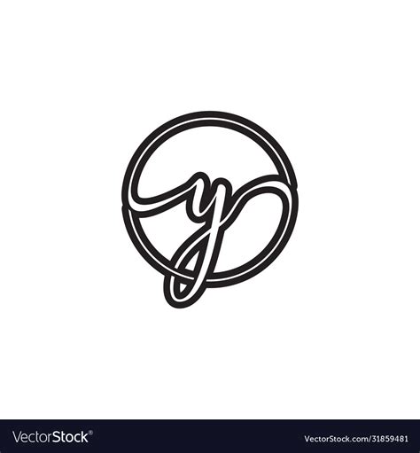Y Letter Script Circle Logo Design Royalty Free Vector Image