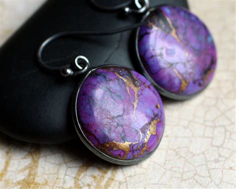 Purple Turquoise Earrings Copper Turquoise Earrings Etsy Turquoise