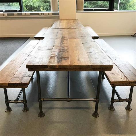 Industrial Style Dining Table And Benches Marsh Mill Interiors