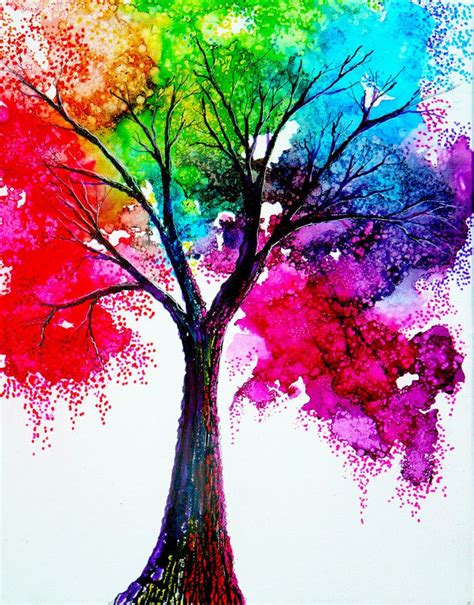 Rainbow Tree Painting Tree Art Crayon Art Melted Diy Art Projects