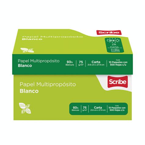 Compra Caja De Papel Bond Blanco Carta Scribe Verde Gramaje 75 Grs