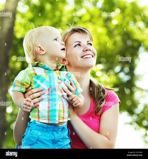Portrait Of Mother And Son Stock Photo Alamy