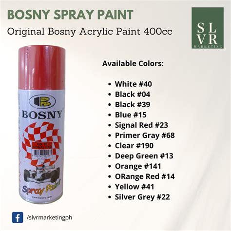 Slvr Original Bosny Spray Paint Acrylic Paint 400cc Shopee Philippines