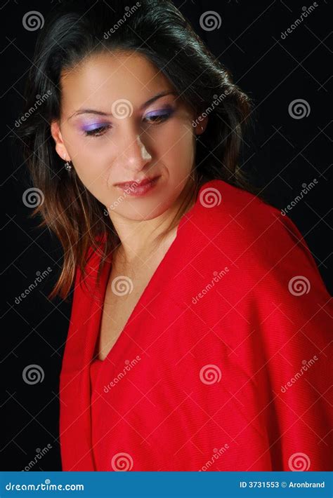 Woman In Red Stock Image Image Of Gloomy Beauty Isolated 3731553
