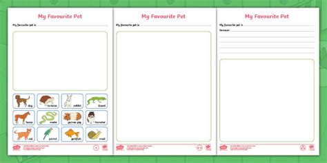 Formidable Sid My Favourite Pet Writing Worksheet