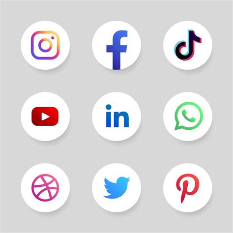 logotipos de redes sociales en el marco del círculo Vector en