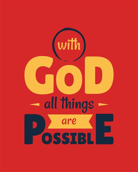 With God All Things Are Possible Typography Quotes Bible Verse