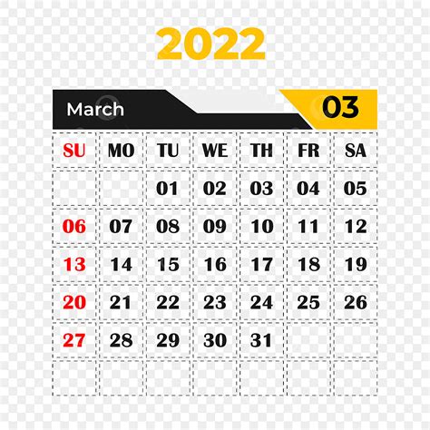 Gambar Maret 2022 Kalender Bulanan Png Gratis Dan Psd Kalender 2022