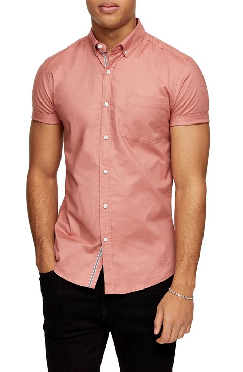 Topman Short Sleeve Button Down Stretch Oxford Shirt Nordstrom