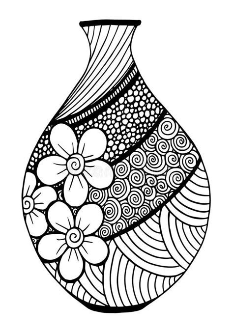 Beautiful Black And White Vase With Floral Decoration Isolated Vector