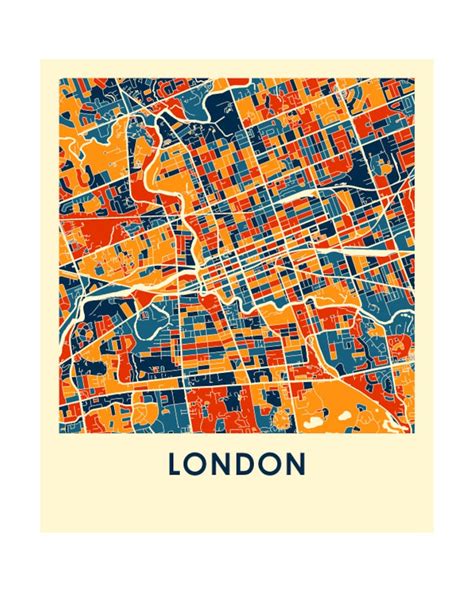 London Ontario Map Print Full Color Map Poster Etsy Canada