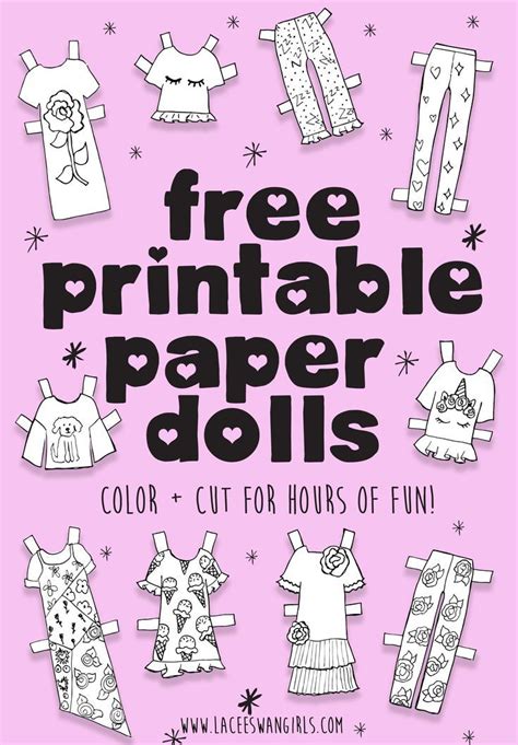 The Free Printable Paper Dolls Pattern Is Shown In Black And White On A