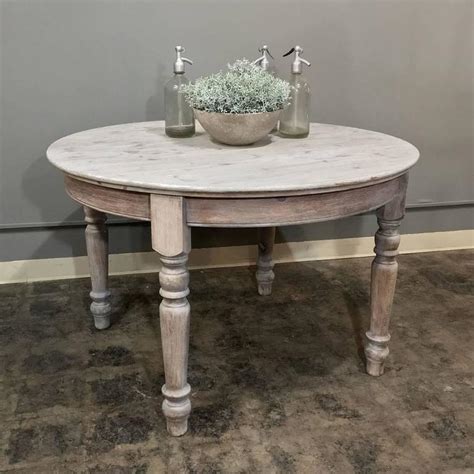 It was finished by hands. Antique Country French Round Whitewashed Dining or Centre ...