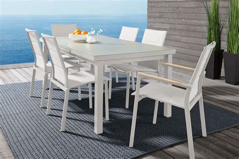 Solana 7 Pc White Colorswhite Aluminum Outdoor Dining Set With Side