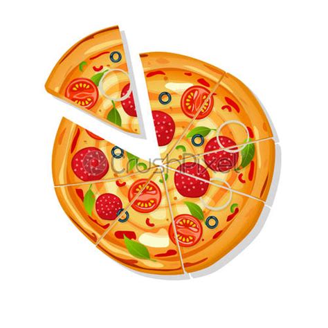 Sliced Pizza Cartoon Stock Vector Crushpixel