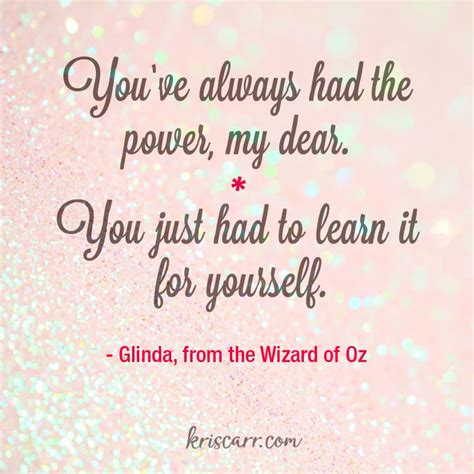 You've always had the power my dear quote. You've always had the power, my dear. You just had to learn it for yourself. -Glinda, from the ...