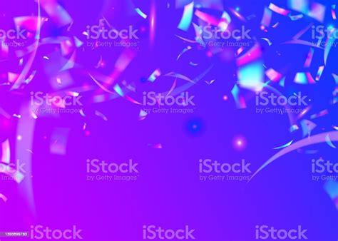 Light Confetti Purple Party Background Flying Foil Laser Abst Stock
