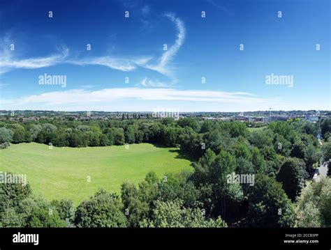 Aerial View Of Spiceball Country Park In Banbury Oxfordshire England
