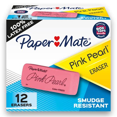 Paper Mate Pink Pearl Erasers Large 12 Count