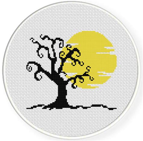 Halloween Tree Cross Stitch Pattern Daily Cross Stitch