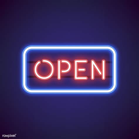Red Open Neon Sign Vector Free Image By Ningzk V Neon Open Sign Open Signs