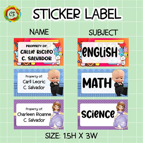 Back To School Sticker Label And Name Tag For Children Notebooks