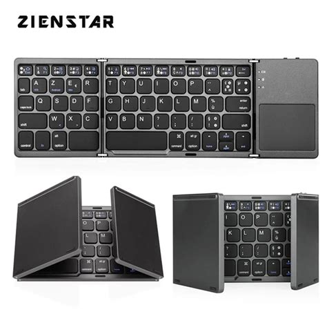Zienstar Azerty French Tri Folding Wireless Bluetooth Keyboard With