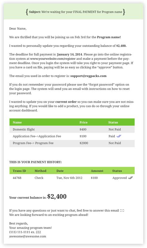 Using email templates to train your customer support team can help build alignment among your service reps and build a unified front that genuinely represents the value of your brand. How to Write Payment Request Emails (+ Free Template!)