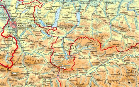 Geographische karte von österreich reliefmap of austria. Salzkammergut und Umgebung | Landkarte-Österreich ...