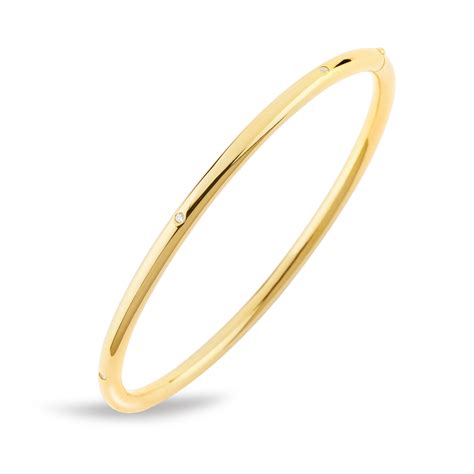 Davie Bangle Yellow Gold W Diamonds Helgstrand Jewellery