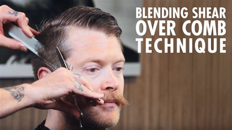 Mens Haircut Technique Blending Shear Over Comb Youtube