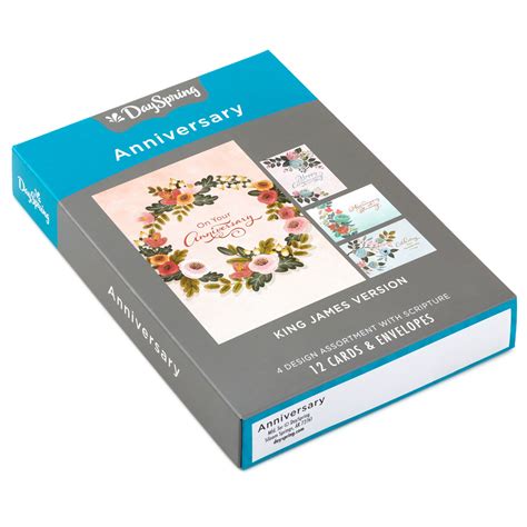 Dayspring Floral Assorted Religious Anniversary Cards Box Of 12