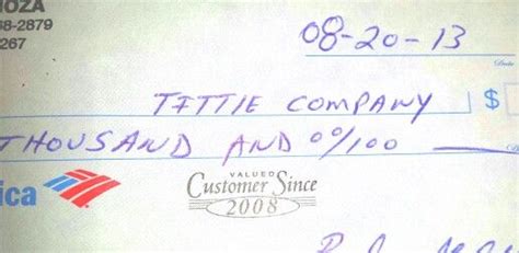 Check Made Out To The Title Company When This Customer Bought A House