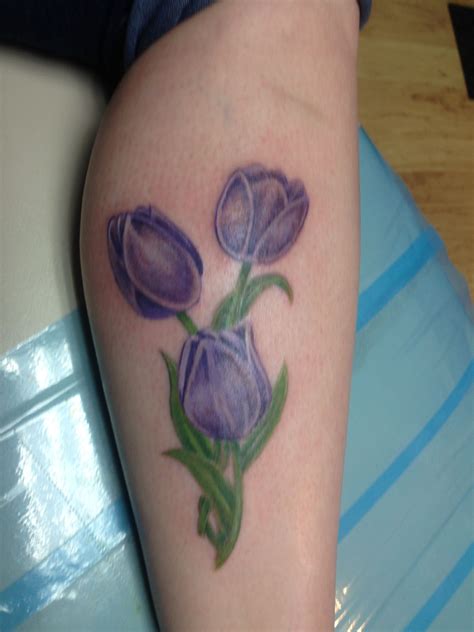 Purple Tulip Tattoo Going On My Shoulder Tulip Tattoo Thigh Tattoos