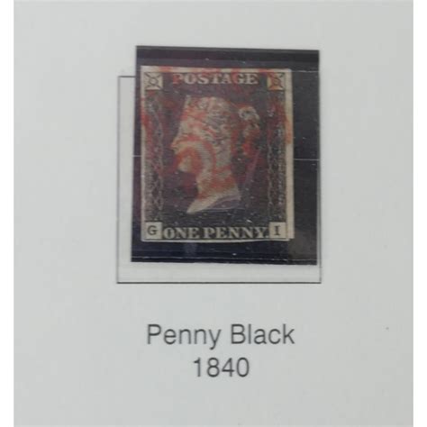 Two Victorian Penny Black Postage Stamps The Worlds First Postage