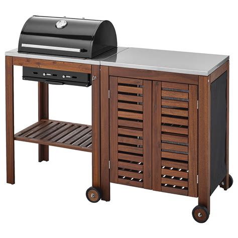 ÄpplarÖ Klasen Charcoal Barbecue With Cabinet Brown Stained